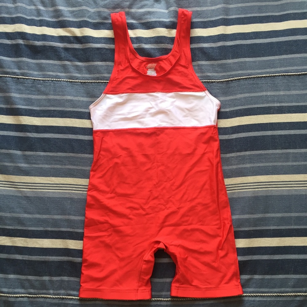 Men’s Red and White Wrestling Singlet